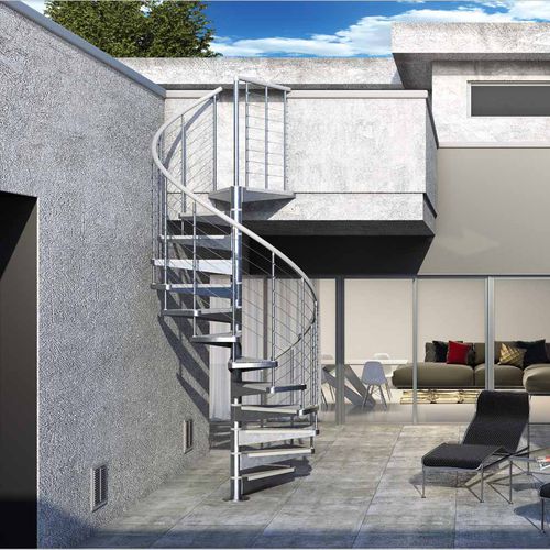 Wendeltreppe - ECON Z - Mobirolo - Edelstahlstufen / mit Metallstruktur / für Außenbereich