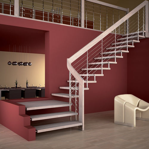 Viertelgewendelte Treppe - AKURA - Mobirolo - Holzstufen / mit Metallstruktur / modern