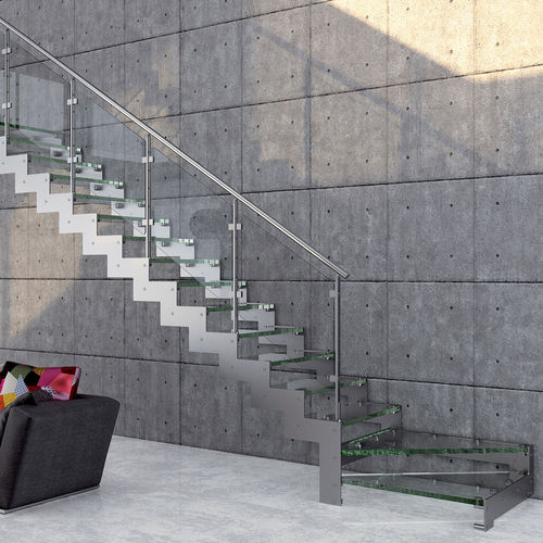 Viertelgewendelte Treppe - REXAL  - Mobirolo - Glasstufen / mit Metallstruktur / modern