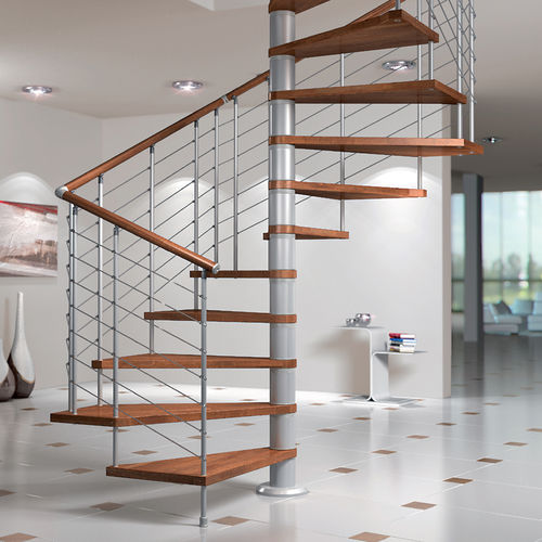 Treppe / abgewinkelte Spindeltreppe - SILVER - Mobirolo - Holzstufen / mit Metallstruktur / modern