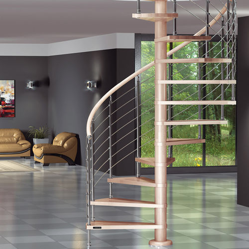Wendeltreppe - DIABLE - Mobirolo - Holzstufen / mit Metallstruktur / modern