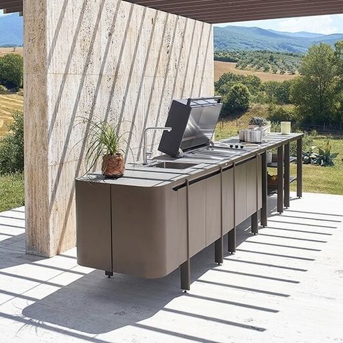 Aluminium-Kücheninsel - Emily - EMU - mittelgroß / für Außenbereich / weiß