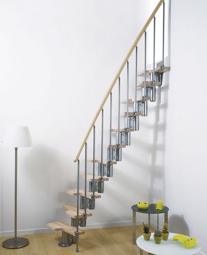 Gerade Treppe - PIXIMA : MINI - FONTANOT - ALBINI & FONTANOT - Holzstufen / mit Stahlstruktur / modern
