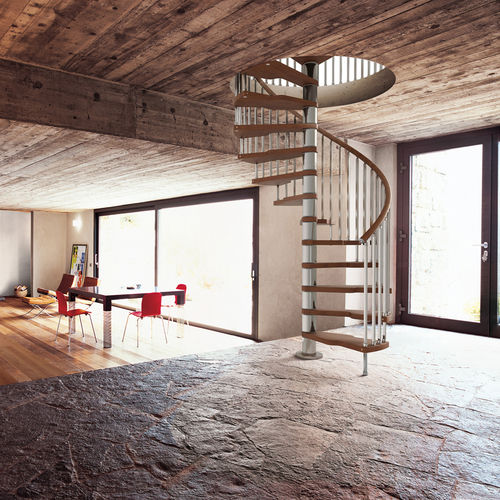 Wendeltreppe - GENIUS 020 + 2: EASY - FONTANOT - ALBINI & FONTANOT - Holzstufen / mit Metallstruktur / modern