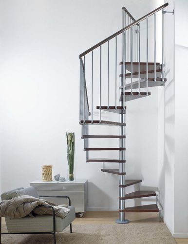 Treppe / abgewinkelte Spindeltreppe - PIXIMA : CUBE - FONTANOT - ALBINI & FONTANOT - Holzstufen / mit Metallstruktur / modern