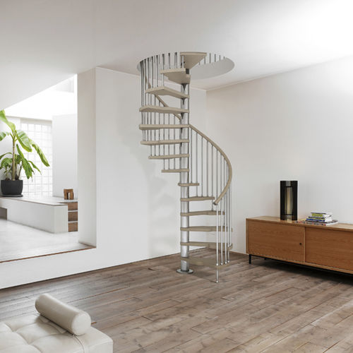 Wendeltreppe - GENIUS 030 + 2: EASY - FONTANOT - ALBINI & FONTANOT - Holzstufen / mit Metallstruktur / modern