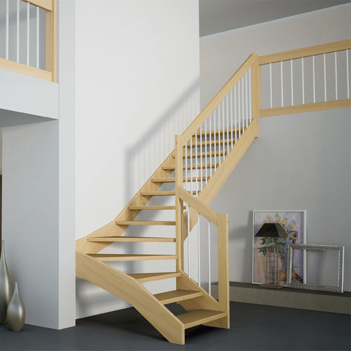 Viertelgewendelte Treppe - OXA : LIGHT - FONTANOT - ALBINI & FONTANOT - halbgewendelt / Holzstufen / mit Holzstruktur