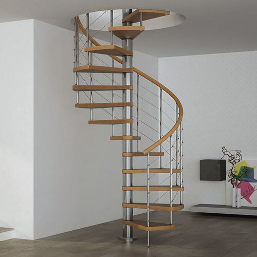 Wendeltreppe - GUS 010 - FONTANOT - ALBINI & FONTANOT - Holzstufen / mit Stahlstruktur / modern