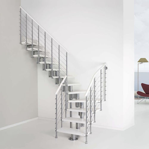Viertelgewendelte Treppe - PIXIMA : LONG TUBE LIMITED EDITION - FONTANOT - ALBINI & FONTANOT - Holzstufen / mit Edelstahlstruktur / modern