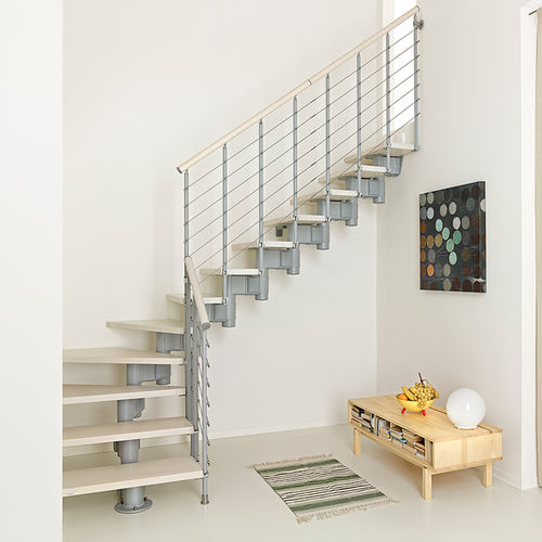 Viertelgewendelte Treppe - PIXIMA : LONG TUBE - FONTANOT - ALBINI & FONTANOT - Holzstufen / mit Metallstruktur / modern