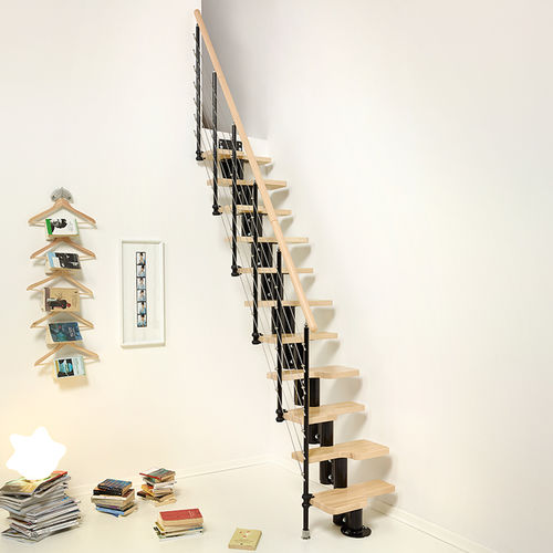 Gerade Treppe - PIXIMA : MINI TUBE - FONTANOT - ALBINI & FONTANOT - Holzstufen / mit Metallstruktur / modern
