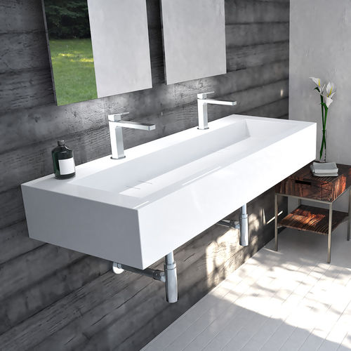 Wand-Waschbecken - MODULO 2 - Technova S.r.l. - Pietraluce® / doppelt / rechteckig