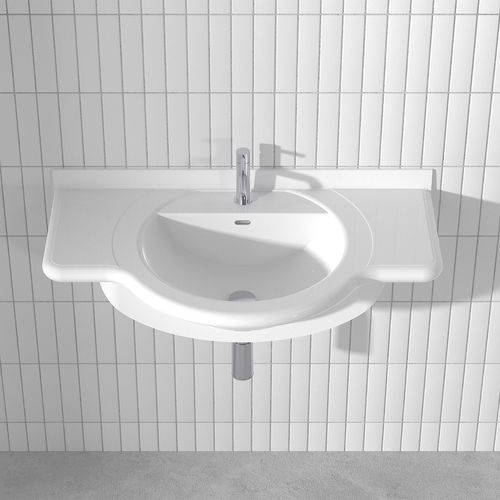 Wand-Waschbecken - VENEZIA - Technova S.r.l. - Pietraluce® / mit integrierter Waschtischplatte / individuell gestaltbar