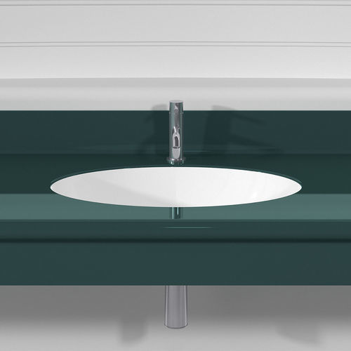Wand-Waschbecken - OVAL - Technova S.r.l. - Pietraluce® / mit integrierter Waschtischplatte / individuell gestaltbar