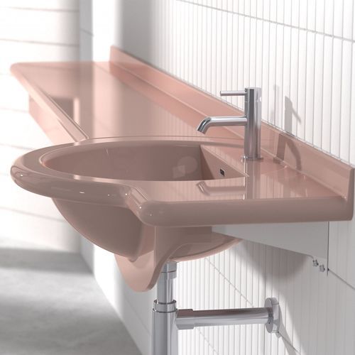 Wand-Waschbecken - VENEZIA  - Technova S.r.l. - Keramik / Pietraluce® / mit integrierter Waschtischplatte