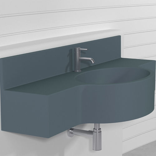 Wand-Waschbecken - CIPRO 1 - Technova S.r.l. - Pietraluce® / mit integrierter Waschtischplatte / individuell gestaltbar