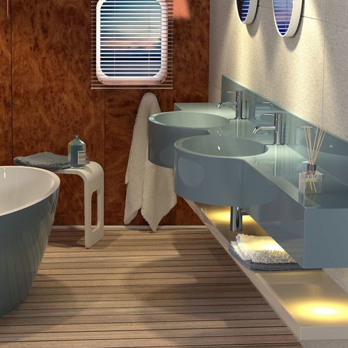 Wand-Waschbecken - CIPRO 2 - Technova S.r.l. - Pietraluce® / mit integrierter Waschtischplatte / individuell gestaltbar
