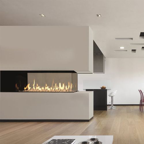 Gaskamin - LUNA DIAMOND 1300 RD - M-Design - Einbau / mit 3 Sichtseiten / geschlossene Feuerstelle