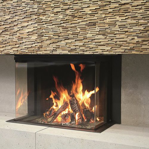 Holzkamin - LUNA DIAMOND 1000DC - M-Design - Einbau / mit 3 Sichtseiten / geschlossene Feuerstelle