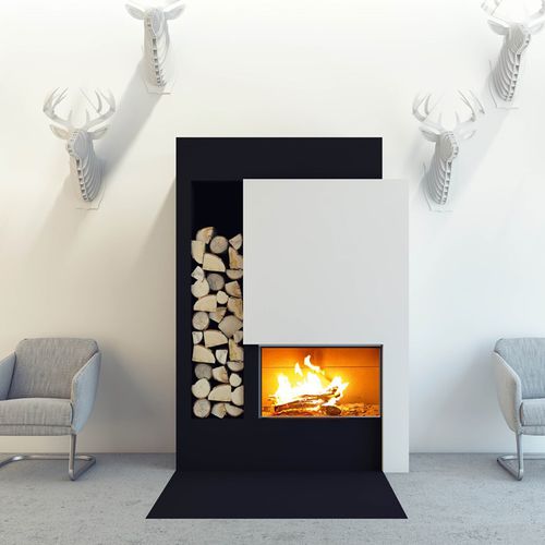 Holzkamin - LUNA DIAMOND 700H - M-Design - Einbau / Einseitig / geschlossene Feuerstelle
