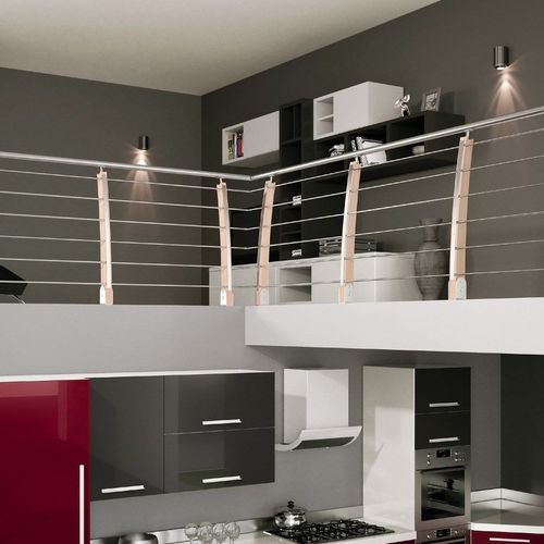 Edelstahlgeländer - ARC 100 RX - SK SYSTEME - Buche / mit Stangen / für den Innenraum