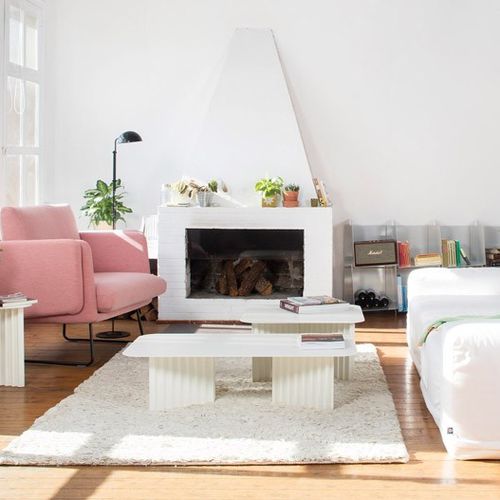Moderner Couchtisch - PLEC - RS LIFE - Marmor / Gestell aus Stahl / rechteckig