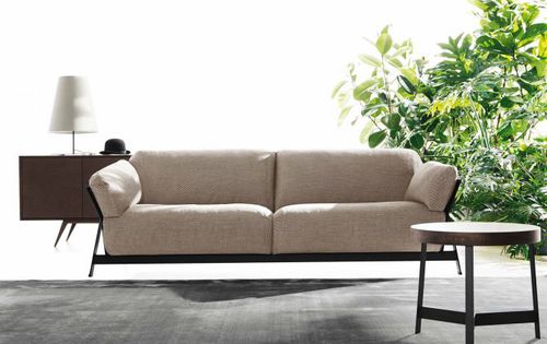 Modernes Sofa - KANAHA - Ditre Italia - Stoff / Leder / braun