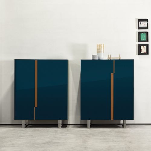 Hohes Sideboard - IMPERIAL II - cierre - modern / hochglanzlackiertes Holz / mit Schwingtür