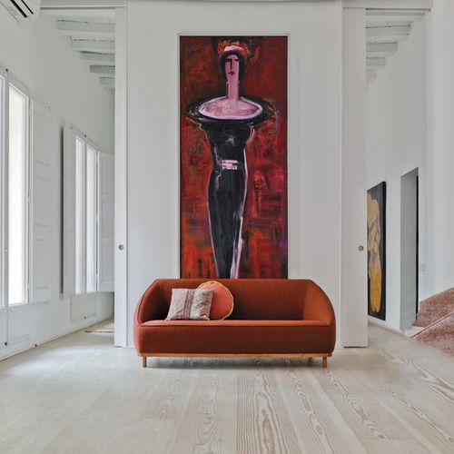 Modernes Sofa - SUMO - SANCAL - Stoff / beige / orange