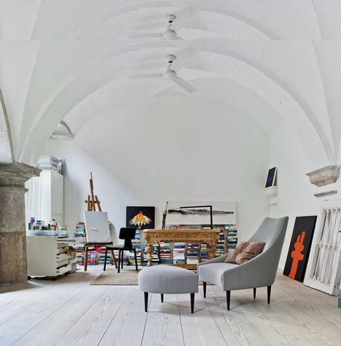 Moderner Sessel - SILENCIO - SANCAL - Stoff / mit Fußstütze / grau