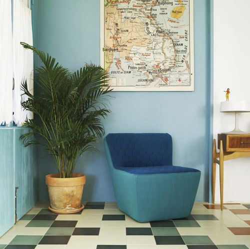Moderner Kaminsessel - TEA - SANCAL - Samt / blau / rot