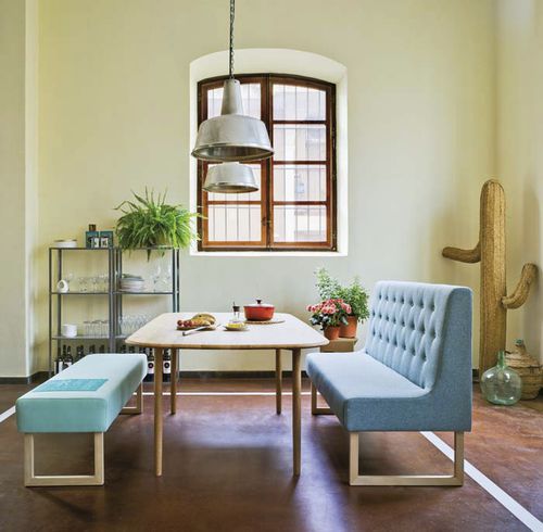 Moderne Polsterbank - MENU - SANCAL - Leder / Gestell aus Holz / Metall