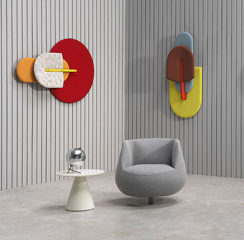 Moderner Clubsessel - MAGNUM - SANCAL - Stoff / lackiertes Metall / grau