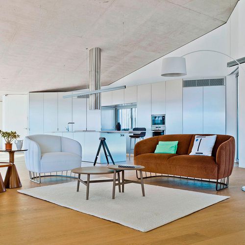 Modernes Sofa - TONELLA - SANCAL - Stoff / Leder / braun