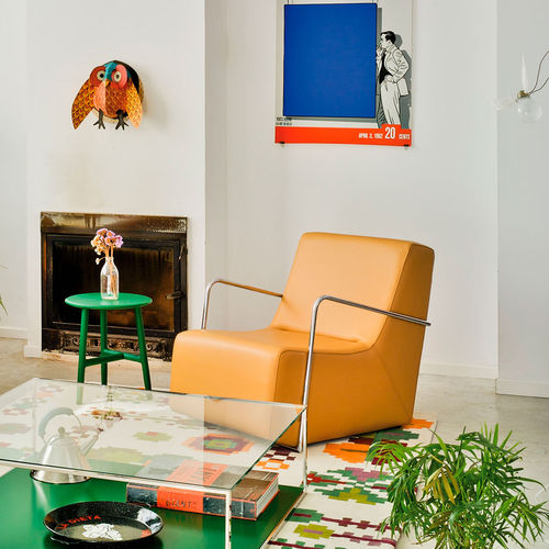 Moderner Clubsessel - CLUB - SANCAL - Stoff / braun / weiß