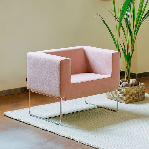 Moderner Sessel - NOSSO - SANCAL - Stoff / braun / rosa