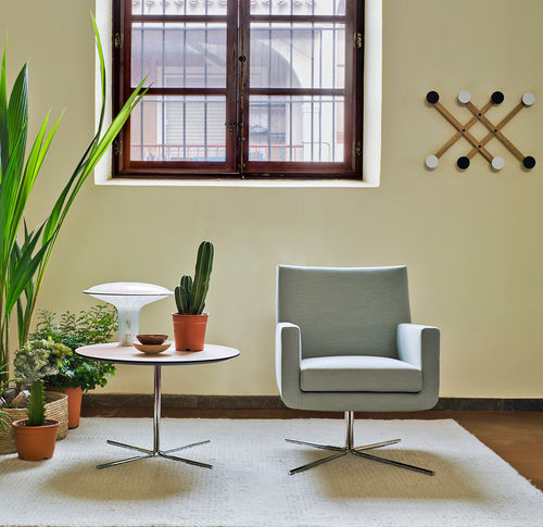 Moderner Sessel - MOSS - SANCAL - Stoff / schwarz / grau
