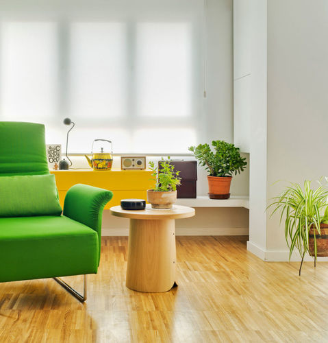 Moderner Beistelltisch - TAB - SANCAL - lackiertes Holz / Kastanienholz / rund