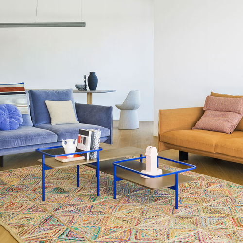 Moderner Couchtisch - DUPLEX - SANCAL - Holzfurnier / Metall / rechteckig