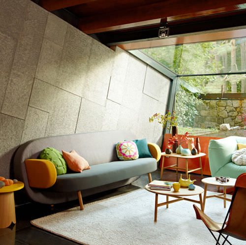 Sofa / originelles Design - FLOAT - SANCAL - Stoff / braun / mehrfarbig