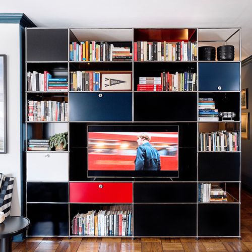 Moderne Wohnwand - USM Haller - USM Modular Furniture - Metall / Modul / mit Regal