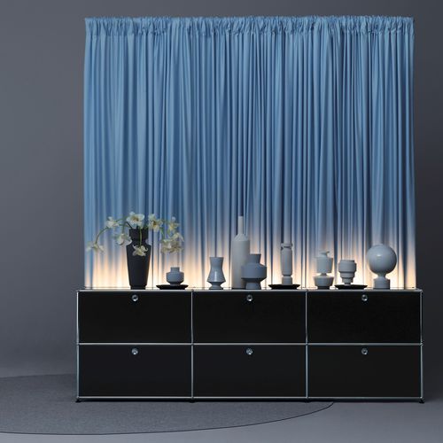 Modernes Sideboard - Haller E - USM Modular Furniture - Metall / mit integrierter Beleuchtung / schwarz