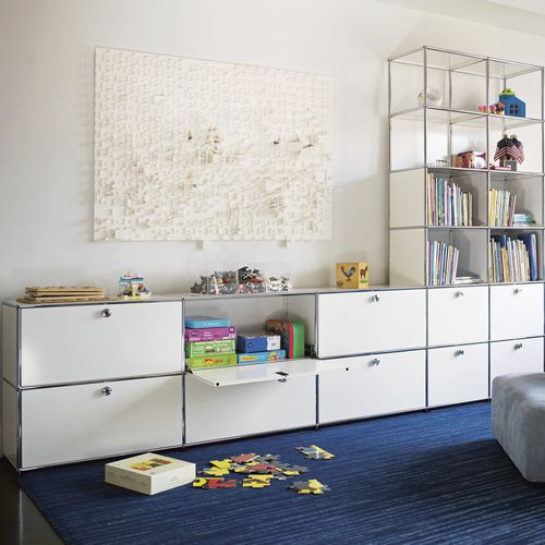 Modernes Sideboard - USM Haller - USM Modular Furniture - Metall / mit Regal / maßgefertigt