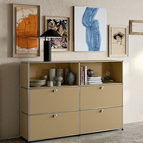 Hohes Sideboard - USM Haller - USM Modular Furniture - modern / Metall / mit Regal