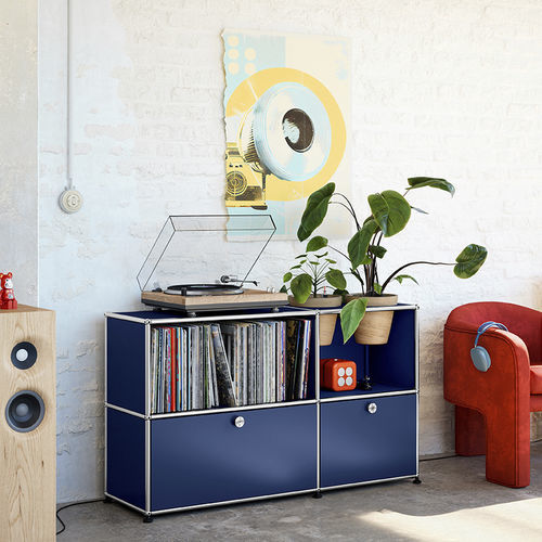 Modernes Multimedia-Möbel - USM Haller - USM Modular Furniture - mit Regal / mit 2 Türen / Modul
