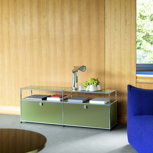 Modernes Multimedia-Möbel - USM Haller - USM Modular Furniture - mit Regal / mit 2 Türen / lowboard