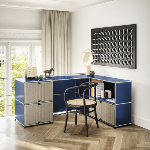 Bodenstehender Schreibtisch - USM Haller Soft Panel – Taupe - USM Modular Furniture - modern / Metall / aus recyceltem Material
