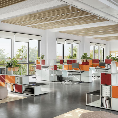 Modulregal - USM Haller Soft Panel – Red and Orange - USM Modular Furniture - selbsttragend / modern / Synthetikfaser