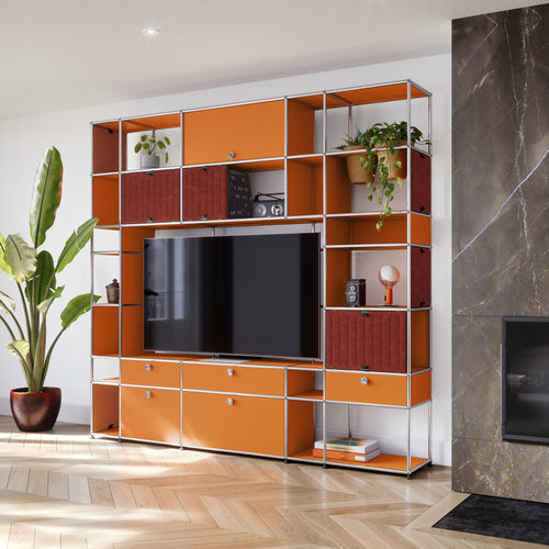 Modernes Fernsehmöbel - USM Haller Soft Panel – Red - USM Modular Furniture - Modul / mit integriertem Stauraum / Synthetikfaser