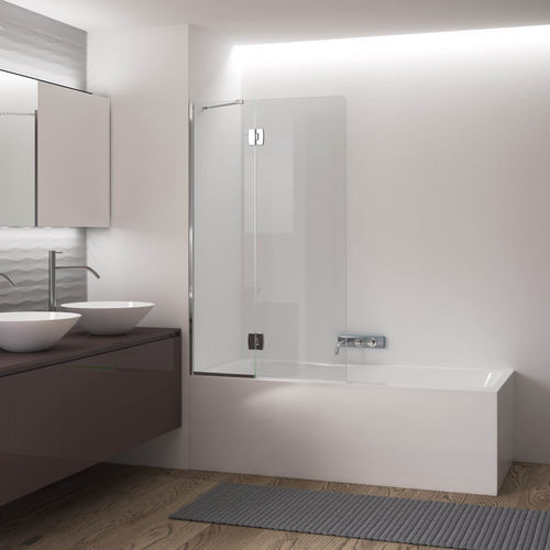 Feststehender Badewannen-Duschwand - calibe - Hartglas / 2 Paneele / Transparentglas